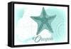 Oregon - Starfish - Teal - Coastal Icon-Lantern Press-Framed Stretched Canvas