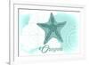 Oregon - Starfish - Teal - Coastal Icon-Lantern Press-Framed Premium Giclee Print