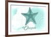 Oregon - Starfish - Teal - Coastal Icon-Lantern Press-Framed Premium Giclee Print