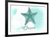 Oregon - Starfish - Teal - Coastal Icon-Lantern Press-Framed Premium Giclee Print