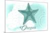 Oregon - Starfish - Teal - Coastal Icon-Lantern Press-Mounted Premium Giclee Print