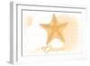 Oregon - Starfish - Yellow - Coastal Icon-Lantern Press-Framed Art Print