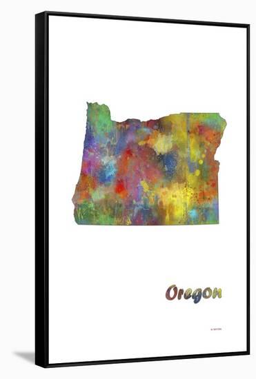 Oregon State Map 1-Marlene Watson-Framed Stretched Canvas