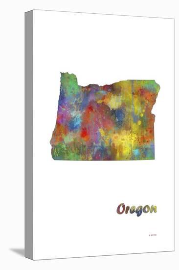 Oregon State Map 1-Marlene Watson-Stretched Canvas
