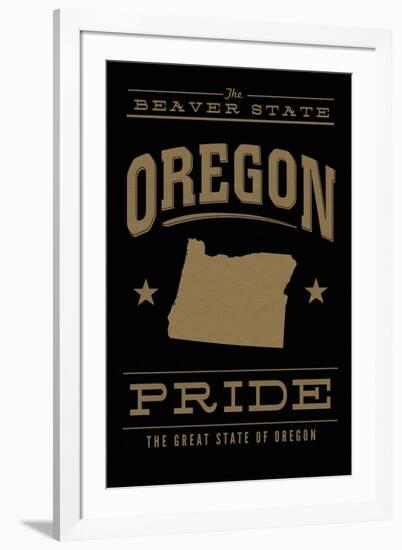 Oregon State Pride - Gold on Black-Lantern Press-Framed Art Print