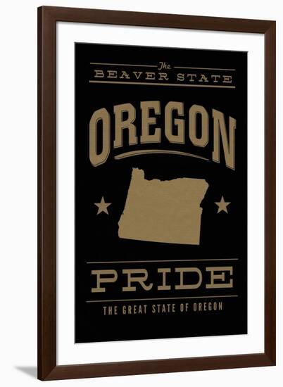 Oregon State Pride - Gold on Black-Lantern Press-Framed Art Print