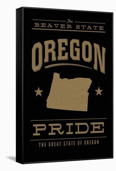 Oregon State Pride - Gold on Black-Lantern Press-Framed Stretched Canvas