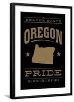 Oregon State Pride - Gold on Black-Lantern Press-Framed Art Print