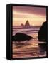 Oregon, Sunset over Sea Stacks at Meyers Creek Beach-Christopher Talbot Frank-Framed Stretched Canvas