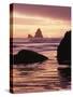 Oregon, Sunset over Sea Stacks at Meyers Creek Beach-Christopher Talbot Frank-Stretched Canvas