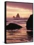 Oregon, Sunset over Sea Stacks at Meyers Creek Beach-Christopher Talbot Frank-Framed Stretched Canvas