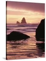 Oregon, Sunset over Sea Stacks at Meyers Creek Beach-Christopher Talbot Frank-Stretched Canvas