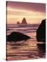 Oregon, Sunset over Sea Stacks at Meyers Creek Beach-Christopher Talbot Frank-Stretched Canvas