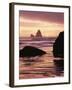 Oregon, Sunset over Sea Stacks at Meyers Creek Beach-Christopher Talbot Frank-Framed Premium Photographic Print