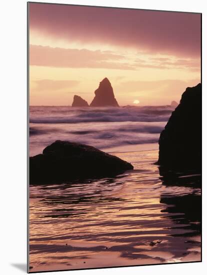 Oregon, Sunset over Sea Stacks at Meyers Creek Beach-Christopher Talbot Frank-Mounted Premium Photographic Print