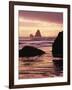 Oregon, Sunset over Sea Stacks at Meyers Creek Beach-Christopher Talbot Frank-Framed Photographic Print