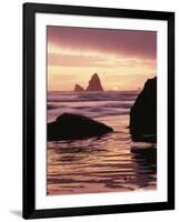 Oregon, Sunset over Sea Stacks at Meyers Creek Beach-Christopher Talbot Frank-Framed Photographic Print