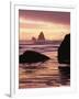 Oregon, Sunset over Sea Stacks at Meyers Creek Beach-Christopher Talbot Frank-Framed Photographic Print