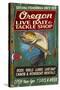 Oregon - Tackle Shop Trout Vintage Sign-Lantern Press-Stretched Canvas