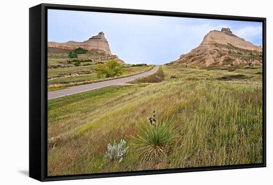 Oregon Trail Leaves Nebraska Passes Scotts Bluff Towards Mitchell Pass-Richard Wright-Framed Stretched Canvas