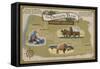 Oregon Trail Map-Lantern Press-Framed Stretched Canvas