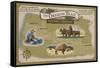 Oregon Trail Map-Lantern Press-Framed Stretched Canvas