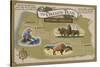 Oregon Trail Map-Lantern Press-Stretched Canvas