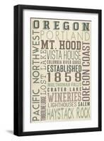 Oregon - Typography-Lantern Press-Framed Art Print