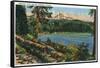 Oregon - View of Diamond Lake and Mount Thielsen, c.1940-Lantern Press-Framed Stretched Canvas
