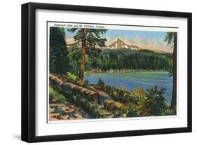 Oregon - View of Diamond Lake and Mount Thielsen, c.1940-Lantern Press-Framed Art Print