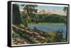 Oregon - View of Diamond Lake and Mount Thielsen, c.1940-Lantern Press-Framed Stretched Canvas