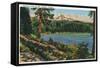 Oregon - View of Diamond Lake and Mount Thielsen, c.1940-Lantern Press-Framed Stretched Canvas