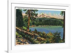 Oregon - View of Diamond Lake and Mount Thielsen, c.1940-Lantern Press-Framed Premium Giclee Print