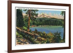 Oregon - View of Diamond Lake and Mount Thielsen, c.1940-Lantern Press-Framed Premium Giclee Print