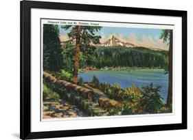 Oregon - View of Diamond Lake and Mount Thielsen, c.1940-Lantern Press-Framed Premium Giclee Print