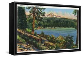 Oregon - View of Diamond Lake and Mount Thielsen, c.1940-Lantern Press-Framed Stretched Canvas