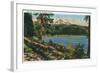 Oregon - View of Diamond Lake and Mount Thielsen, c.1940-Lantern Press-Framed Art Print