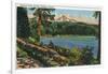 Oregon - View of Diamond Lake and Mount Thielsen, c.1940-Lantern Press-Framed Art Print