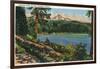 Oregon - View of Diamond Lake and Mount Thielsen, c.1940-Lantern Press-Framed Art Print