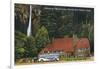 Oregon - View of Multnomah Falls Lodge, Union Pacific Stage View-Lantern Press-Framed Art Print