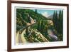 Oregon - View of No. 14 and 15 Train Tunnels in the Siskiyou Mountains, c.1936-Lantern Press-Framed Premium Giclee Print