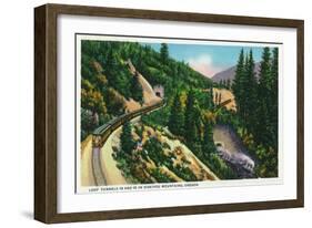Oregon - View of No. 14 and 15 Train Tunnels in the Siskiyou Mountains, c.1936-Lantern Press-Framed Art Print