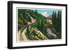 Oregon - View of No. 14 and 15 Train Tunnels in the Siskiyou Mountains, c.1936-Lantern Press-Framed Art Print