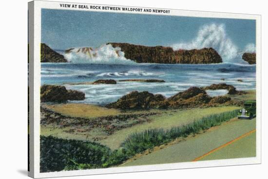 Oregon - View of Seal Rock in between Waldport and Newport-Lantern Press-Stretched Canvas