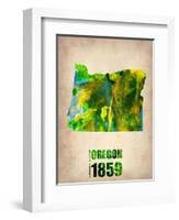 Oregon Watercolor Map-NaxArt-Framed Art Print