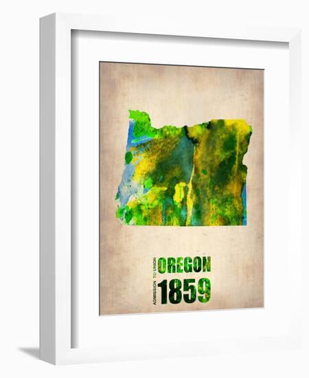 Oregon Watercolor Map-NaxArt-Framed Art Print