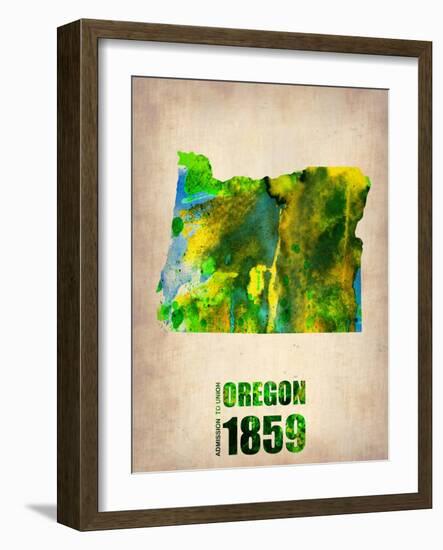 Oregon Watercolor Map-NaxArt-Framed Art Print