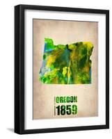 Oregon Watercolor Map-NaxArt-Framed Art Print