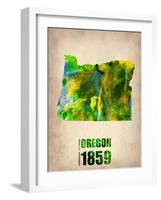 Oregon Watercolor Map-NaxArt-Framed Art Print