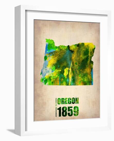 Oregon Watercolor Map-NaxArt-Framed Art Print